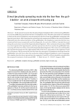 Direct Lymphatic Spreading Route Into the Liver from the Gall- Bladder : an Animal Experiment Using Pig