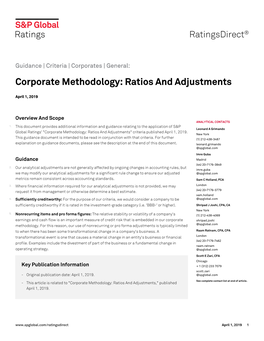 Corporate Methodology: Ratios and Adjustments