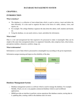 Database Management System Chapter 1. Introduction