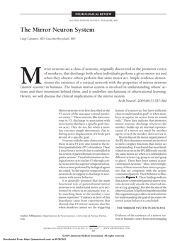 The Mirror Neuron System