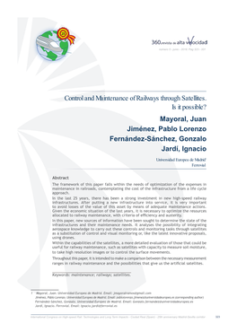 Control and Maintenance of Railways Through Satellites. Is It Possible? Mayoral, Juan Jiménez, Pablo Lorenzo Fernández-Sánchez, Gonzalo Jardí, Ignacio