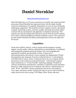 Daniel Sternklar What I Do Tech