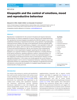 Kisspeptin and the Control of Emotions, Mood and Reproductive Behaviour