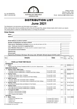 June 2021 the Distribution List Instructions and Information Are on Page 4