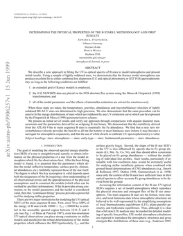 Determining the Physical Properties of the B Stars I. Methodology And