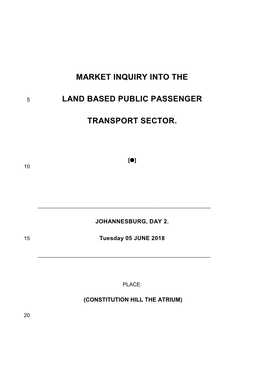 Market Inquiry Into the Land Based Public Passenger