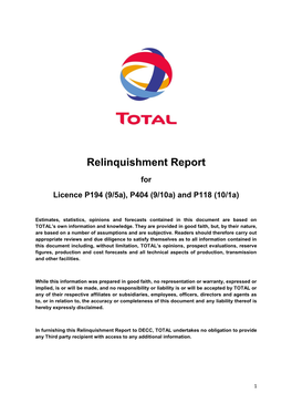 Relinquishment Report