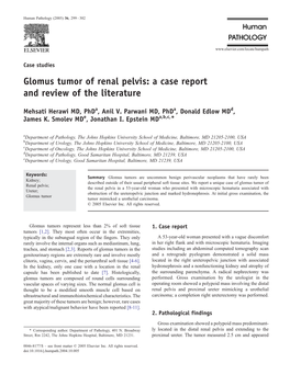 Glomus Tumor of Renal Pelvis: a Case Report and Review of the Literature