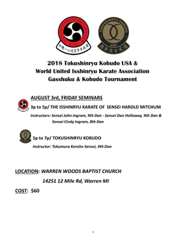 2018 Tokushinryu Kobudo USA & World United Isshinryu Karate