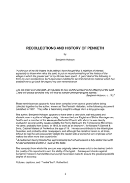 Recollections and History of Penketh