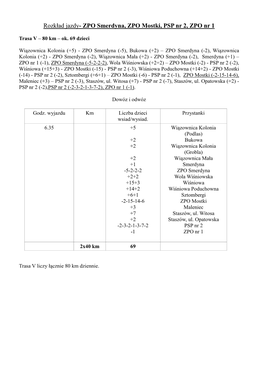 Rozkład Jazdy- ZPO Smerdyna, ZPO Mostki, PSP Nr 2, ZPO Nr 1