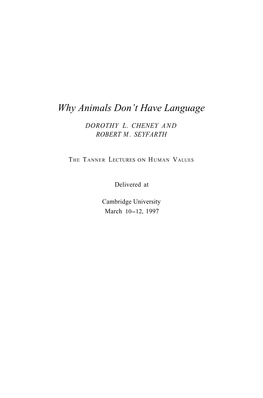 Why Animals Don't Have Language 209