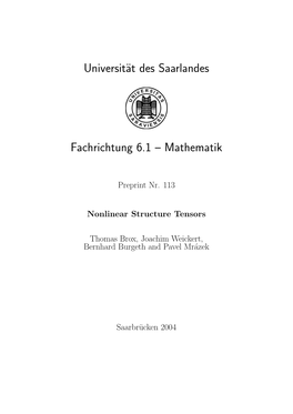 Universität Des Saarlandes Fachrichtung 6.1 – Mathematik