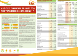 Audited Financial Results for the Year Ended 31 March 2017