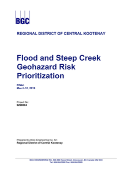 Flood and Steep Creek Geohazard Risk Prioritization