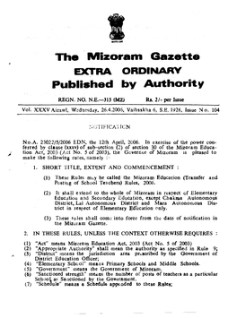 Mizorari Gazette the Published by Authorit