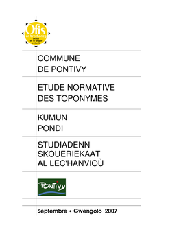 Commune De Pontivy Etude Normative Des Toponymes Kumun Pondi