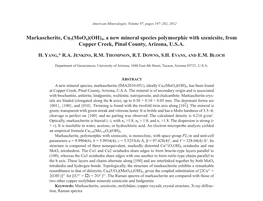 Markascherite, Cu3(Moo4)(OH)4, a New Mineral Species Polymorphic with Szenicsite, from Copper Creek, Pinal County, Arizona, U.S.A