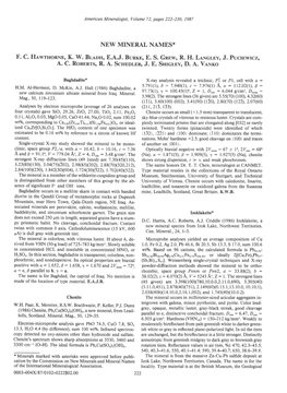 NEW MINERAL NAMES* F. C. H,Rwrhorne, K. W. Br,Lnn