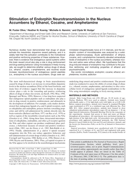 Stimulation of Endorphin Neurotransmission in the Nucleus Accumbens by Ethanol, Cocaine, and Amphetamine