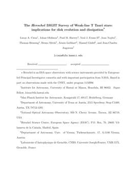 The Herschel DIGIT Survey of Weak-Line T Tauri Stars: ? Implications for Disk Evolution and Dissipation