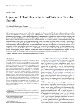 Regulation of Blood Flow in the Retinal Trilaminar Vascular Network