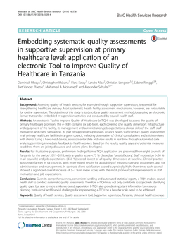 Embedding Systematic Quality Assessments in Supportive