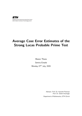 Average Case Error Estimates of the Strong Lucas Probable Prime Test