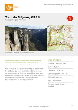 Tour Du Méjean, GRP® Causses Gorges - Meyrueis