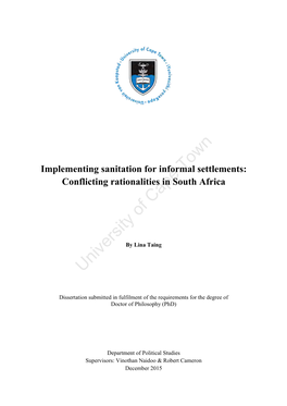 Implementing Sanitation for Informal Settlements: Conflicting Rationalities in South Africa