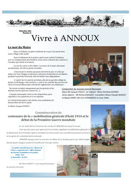 Vivre À ANNOUX Le Mot Du Maire Dans Ce Bulletin, Un Petit Condense De Ce Qui S’Est Passe Dans Notre Village Cette Anne E