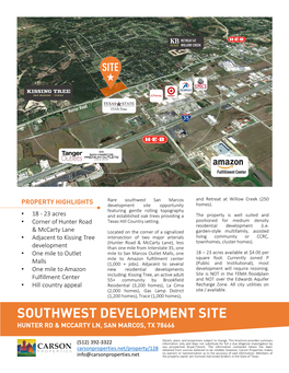 Southwest Development Site Hunter Rd & Mccarty Ln, San Marcos, Tx 78666 (Subtitle / Address)