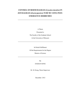 In Zoysiagrass (Zoysia Japonica) Turf by Using Post-Emergence Herbicides