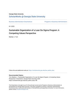 Sustainable Organization of a Lean Six Sigma Program: a Competing Values Perspective