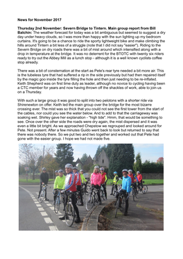 Severn Bridge to Tintern. Main Group Report from Bill Balchin