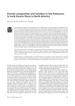 Floristic Composition and Variation in Late Paleocene to Early Eocene Floras in North America