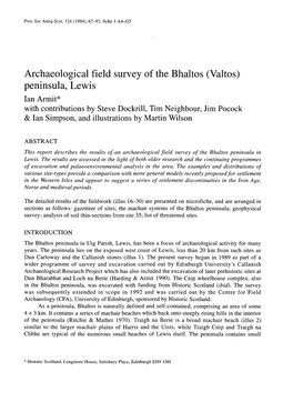Archaeological Field Survey of the Bhaltos (Valtos) Peninsula, Lewis