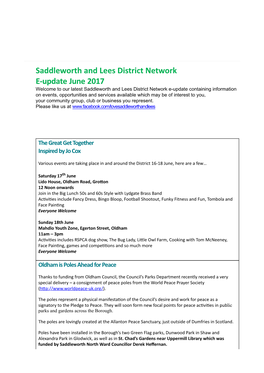 Saddleworth and Lees District Network Eupdate June 2017