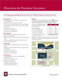 Driving and Parking Directions for IU Health Simon Cancer Center