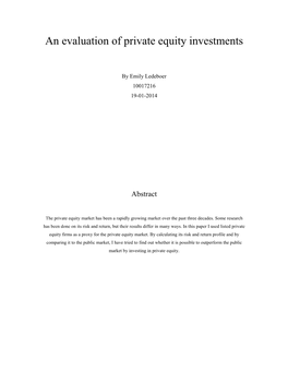 An Evaluation of Private Equity Investments