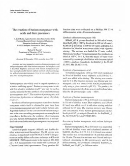 The Reaction of Barium Manganate with Acids and Their Precursors