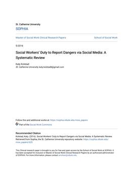 Social Workers' Duty to Report Dangers Via Social Media