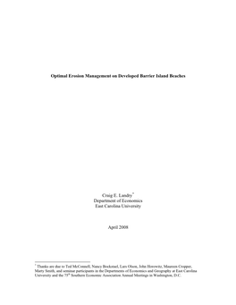 A General Model of Barrier Island Erosion Management –