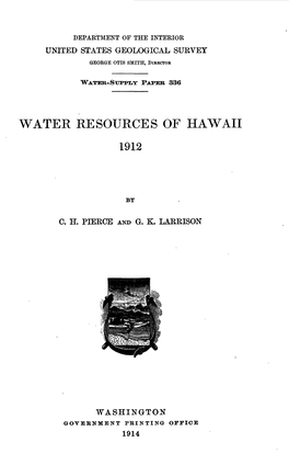 Water Resources of Hawaii 1912