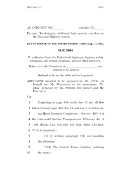 AMENDMENT NO.Llll Calendar No.Lll Purpose: to Designate Additional High Priority Corridors on the National Highway System