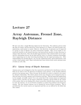 Lecture 27 Array Antennas, Fresnel Zone, Rayleigh Distance