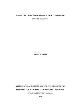 Rule of Law Under Multiparty Democracy in Tanzania