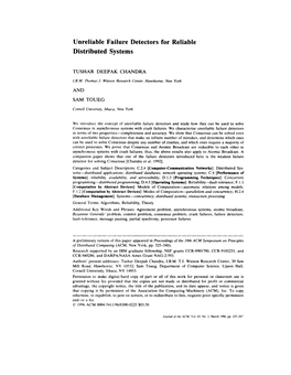 Unreliable Failure Detectors for Reliable Distributed Systems