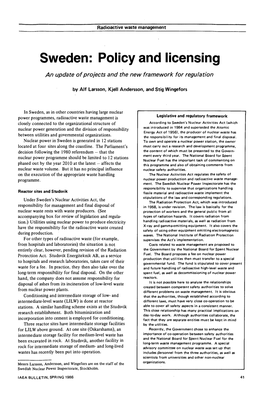 Sweden: Policy and Licensing