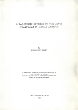 Taxonomic Revision of the Genus Heliconia in Middle America